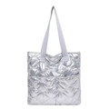 Borsa tote trapuntata argento con trama metallica e design spazioso e minimalista - Argento