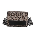 Borsa a tracolla invernale con patta leopardata e ampia tracolla geometrica alla moda - Cachi