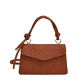 Brown handbag with lace texture embossing and elegant knotted handle design - Brown