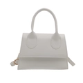 Chic white crossbody bag with wide top handle and triangular flap in premium PU leather - White