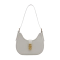 Borsa hobo bianca minimalista con chiusura in metallo dorato e tracolla regolabile - Bianco