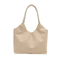 Minimalist beige tote bag in glossy waterproof nylon for women's daily commute and casual use - Pleated Tote Bag / White