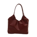 Minimalist large burgundy tote bag with pleated texture and long shoulder straps - Pleated Tote Bag / Red