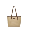 Grande borsa tote beige da donna con manici marroni, borsa a spalla minimalista per l'ufficio - Cachi