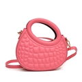 Pink crocodile pattern round handbag with hollow handle and adjustable shoulder strap - Pink