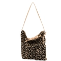 Große Canvas-Einkaufstasche mit Leopardenmuster, kleiner Tasche und Schleifen-Detail - Beige Stil