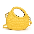 Bright yellow dumpling crossbody bag with quilted texture and circular top handle - Yellow