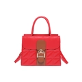 Borsa a tracolla retrò in pelle rossa con motivo trapuntato ed elegante fibbia a D dorata - Rosso