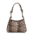 Retro leopard print underarm bag with knot strap and gold metal hardware detail - Khaki