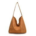 Große braune Wildleder-Einkaufstasche im minimalistischen Retro-Design für Damen im Herbst - Braun
