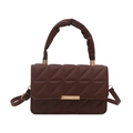 Deep coffee quilted handbag for women with chic ruched handle and gold metal lock - Brown