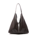 Bolso de hombro Hobo triangular minimalista marrón oscuro en piel sintética de gran capacidad - Marrón