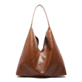 Bolso tote grande marrón caramelo con diseño de pliegues triangulares para uso diario - Marrón