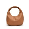 Elegante karamellbraune Ledertasche in Flechtoptik mit stilvollem Handgriff für Damen - Braun