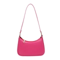 Minimalist half-moon underarm shoulder bag in vibrant rose pink with gold zipper detail - Rose Red