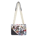 Borsa a tracolla con stampa graffiti colorata e catena dorata stile pop art - Nero