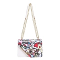 Borsa a tracolla con stampa graffiti bianca e design pop art occhi e labbra - Bianco
