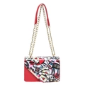 Borsa a tracolla con stampa graffiti rossa e bianca, catena dorata e motivi pop art - Rosso