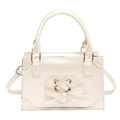 Chic pearl white hand bag with bow detail and heart hollow design for women - Pearl White