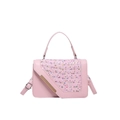 Borsa a tracolla chic in tweed rosa con dettagli dorati e manico per donna - Rosa Stile 1