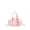 Pink mini shell bag in fine faux leather featuring silver bear charm and chain strap - Pink (With Charm)