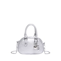 Sac bowling argenté chic avec texture litchi et pendentif chien ballon en argent - Argent (Avec Pendentif)