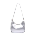 Bolso hobo de media luna plateado metalizado con una estética retro minimalista y elegante - Plateado