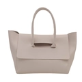 Minimalist large off-white tote bag with sleek wing sides and double top handles - White