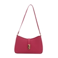 Chic rose pink minimalist underarm bag with gold lock and sleek leather shoulder strap - Rose Pink