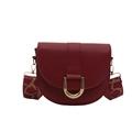 Burgundy saddle bag with wide patterned shoulder strap and gold D-ring buckle - Red