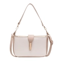 Elegant beige and apricot crossbody bag with gold buckle and adjustable straps - Khaki