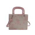 Rosa Handtasche mit Schmetterlingsstickerei, Griff und verstellbarem Schultergurt - Rosa