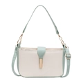 Minimalist color-block handbag in cream and light green leather with golden buckle - Green