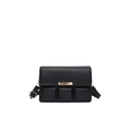 Minimalist black square crossbody bag featuring unique 3D chocolate embossed pattern detail - Black