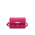 Rose red candy-colored crossbody bag with 3D chocolate grid texture and gold buckle - Rose Red