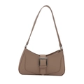Minimalist khaki hobo underarm bag for women with vintage silver square buckle detail - Khaki