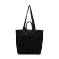 Borsa tote minimalista in velluto a coste nero con manici in pelle e tracolla regolabile - Nero