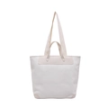 Borsa tote minimalista in velluto a coste beige con finiture in ecopelle e doppi manici - Bianco