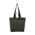 Borsa tote in velluto a coste verde scuro con finiture in pelle nera e tracolla - Verde