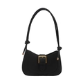 Schicke schwarze Leder-Achseltasche mit goldener Schnalle und verknotetem Schulterriemen - Schwarz
