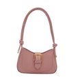 Rosa Halbmond-Unterachseltasche mit goldener Schnalle und geknotetem Seilschultergurt - Rosa
