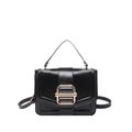 Minimalistische schwarze Handtasche aus Kunstleder mit Gold-Schnalle und Riemen - Schwarz