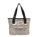 Bolso tote acolchado plateado moderno con correas negras y diseño de gran capacidad - Plateado