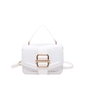 Minimale weiße Lederhandtasche mit goldener Schnalle und verstellbarem Schultergurt - Weiß