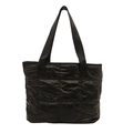 Bolso tote acolchado negro de diseño retro en nailon acolchado con gran capacidad - Negro