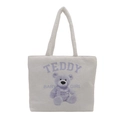 Schattige witte pluche draagtas met paarse teddybeer print en baby girl tekst - Wit