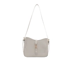 Elegante borsa sottobraccio bianco crema in ecopelle con chiusura a fiocco dorato - Bianco