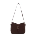 Borsa tote retrò in pelle marrone scuro per donna con fibbia a infinito dorata - Marrone