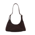 Retro dark brown suede crescent hobo bag for women with knotted shoulder strap - Coffee Suede