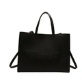 Sac fourre-tout noir mat minimaliste avec lettrage en relief et bandoulière réglable - Noir